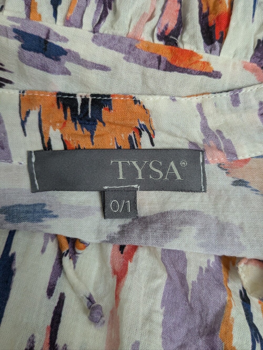 TYSA Boho Abstract Print Tie Front Long Sleeve Blouse 0/1 Resortwear - Picture 5 of 5